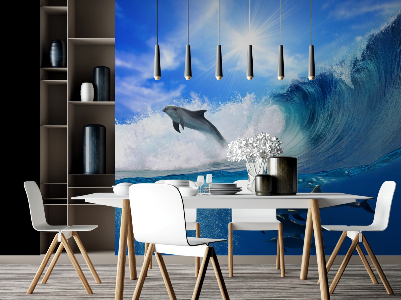 Фотошпалери океанські води, де мешкають дельфіни