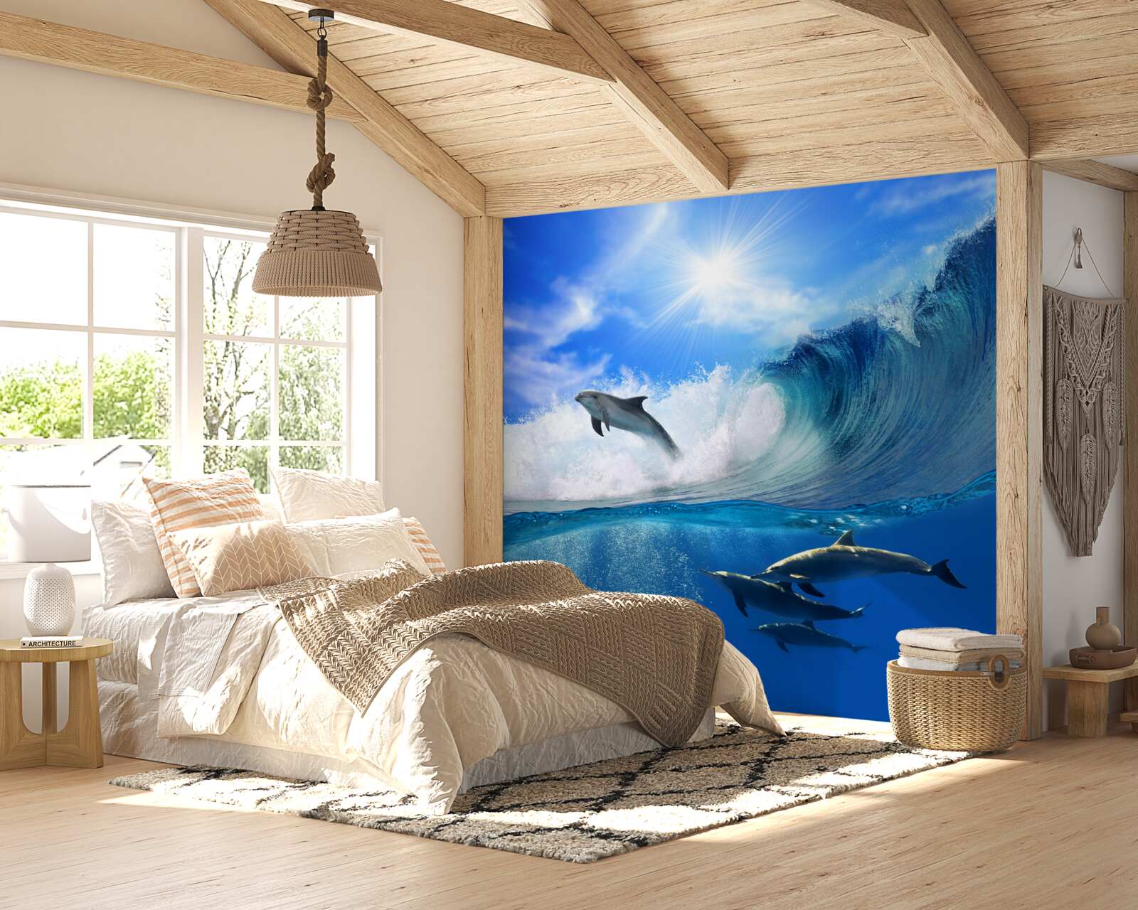 Фотошпалери океанські води, де мешкають дельфіни