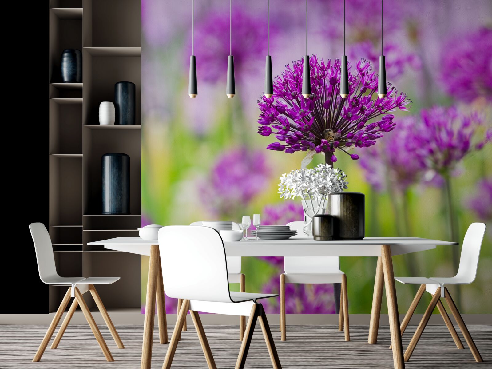 Фотошпалери ніжні фіолетові квіти, що ростуть на луках