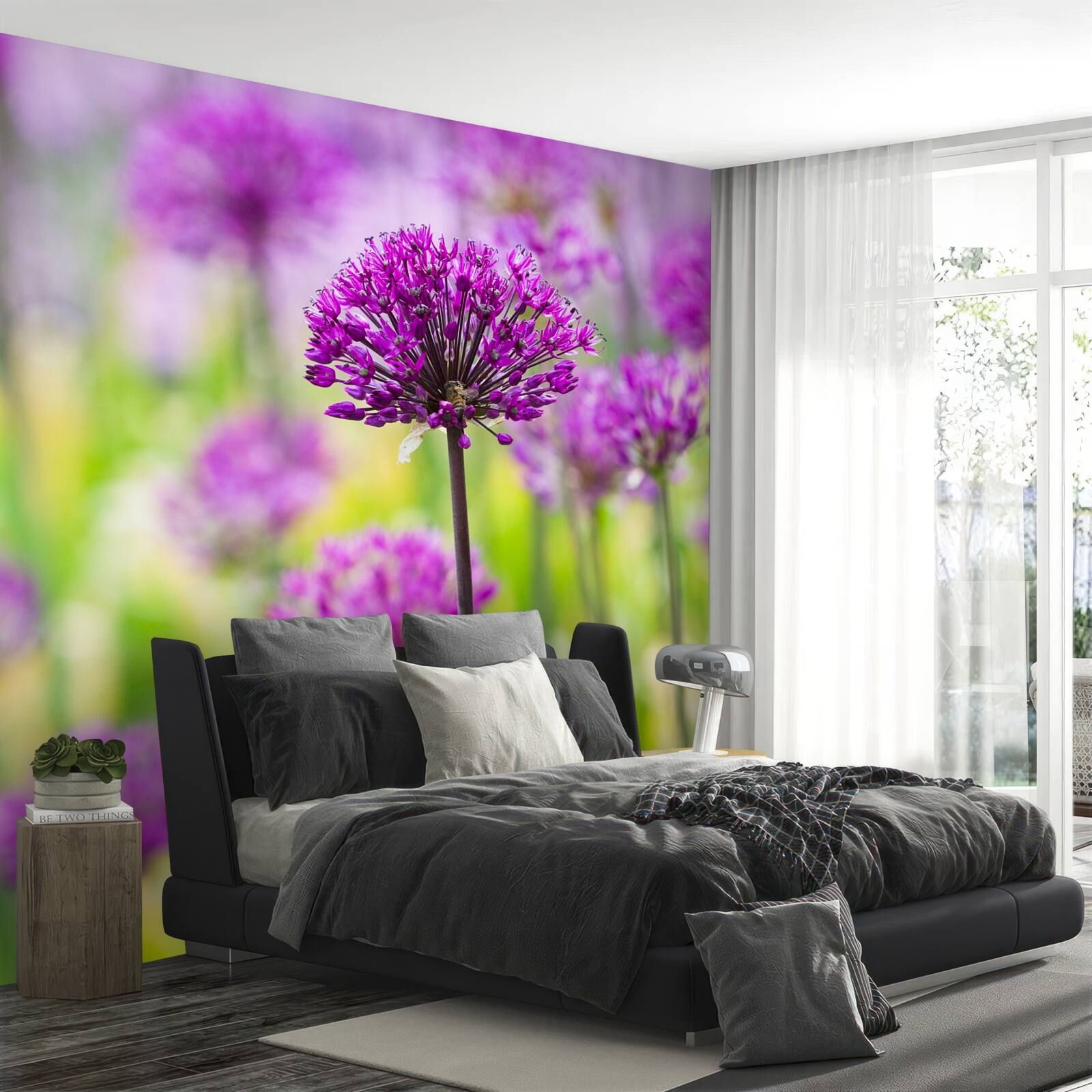 Фотошпалери ніжні фіолетові квіти, що ростуть на луках