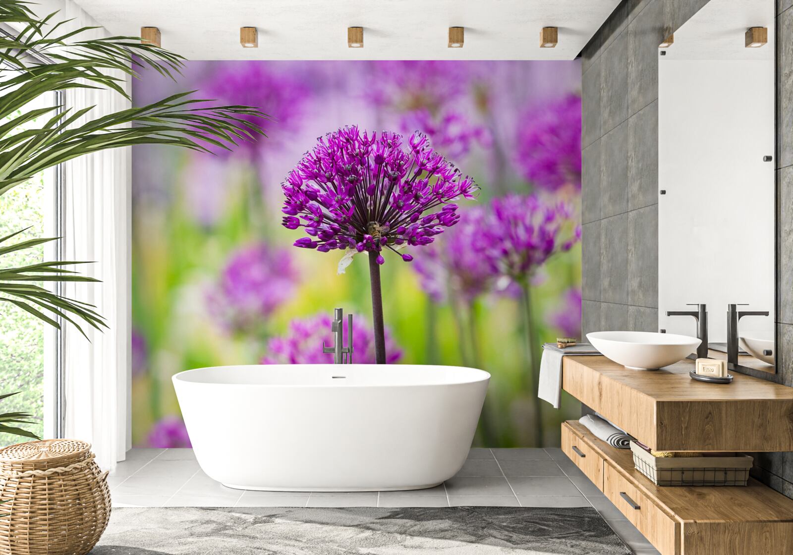 Фотошпалери ніжні фіолетові квіти, що ростуть на луках