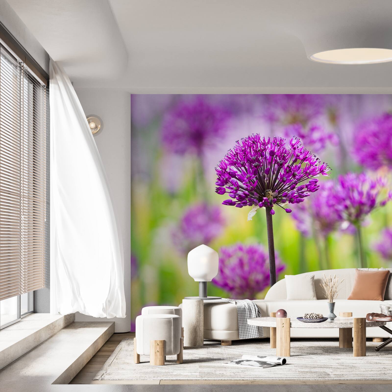 Фотошпалери ніжні фіолетові квіти, що ростуть на луках