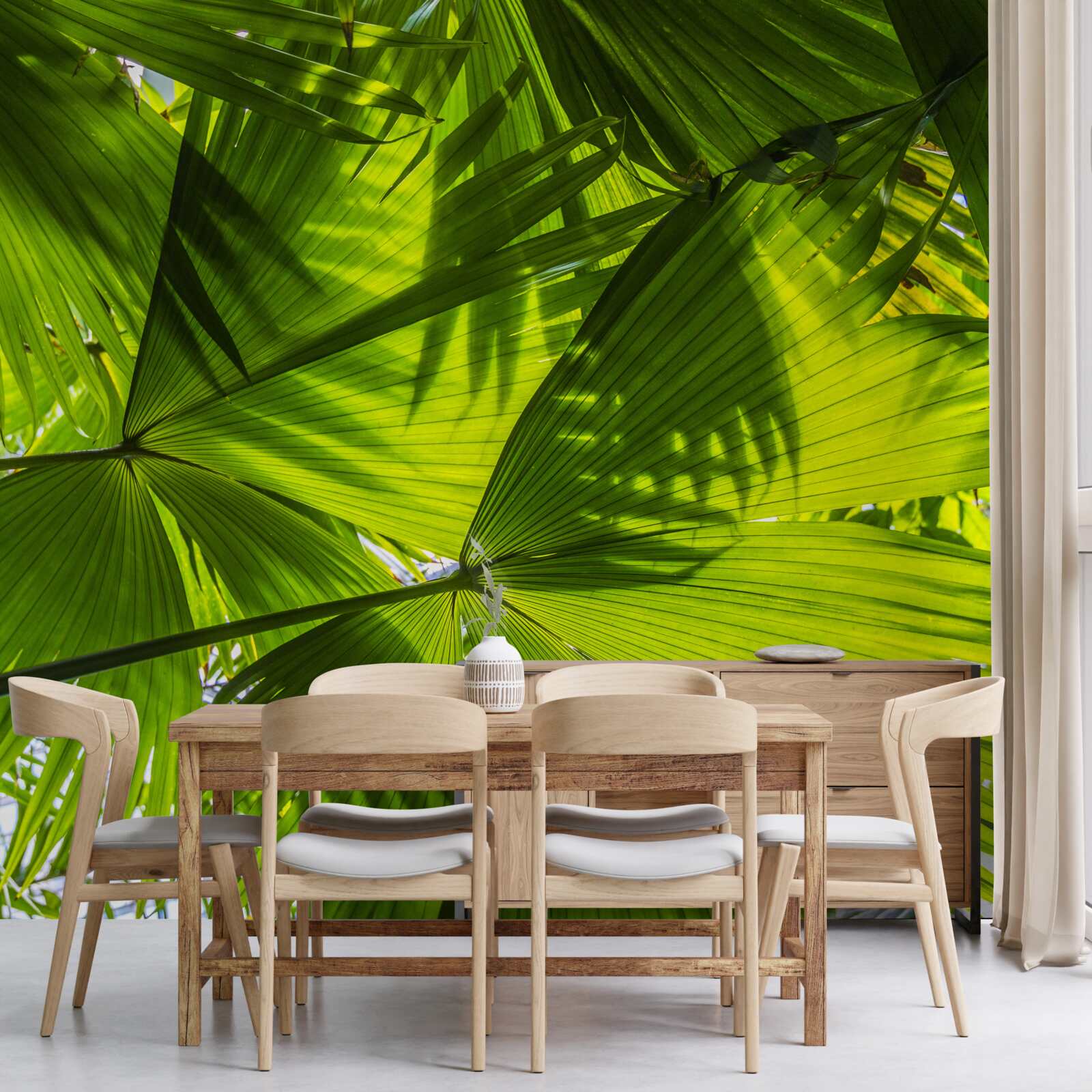 Фотошпалери сонце затуляє листя папороті