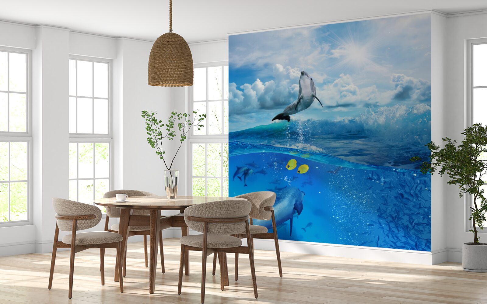 Фотошпалери дельфін вистрибує з води