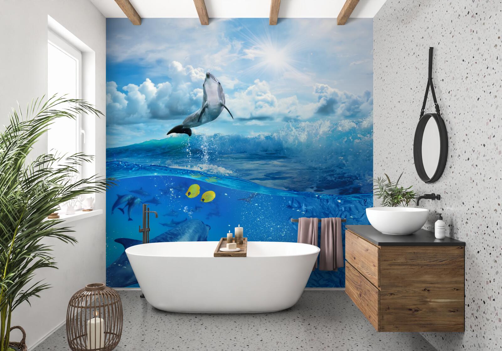 Фотошпалери дельфін вистрибує з води