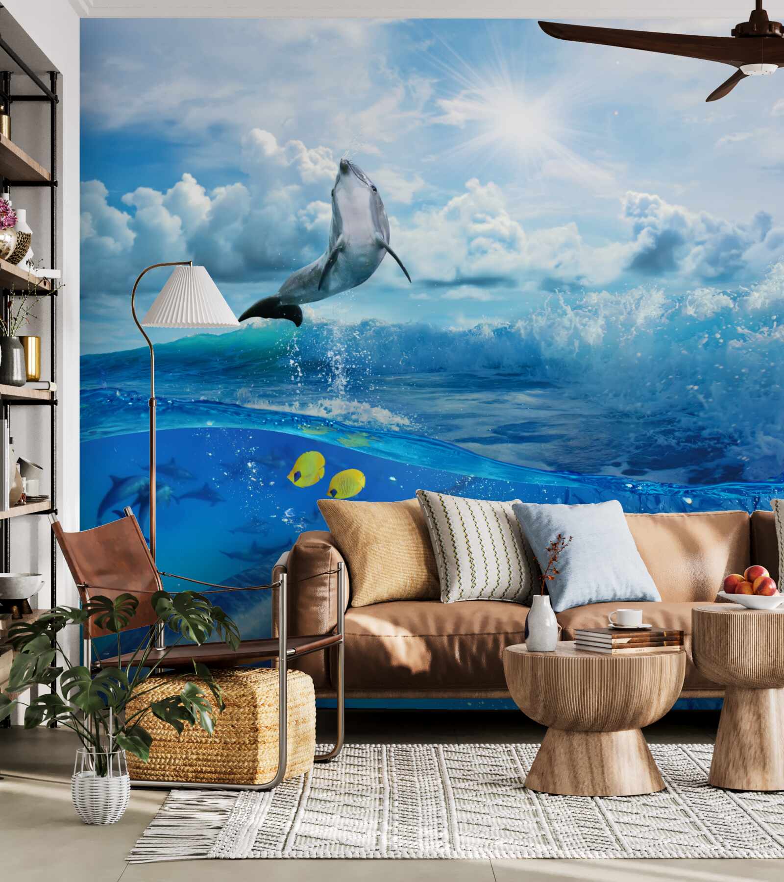 Фотошпалери дельфін вистрибує з води