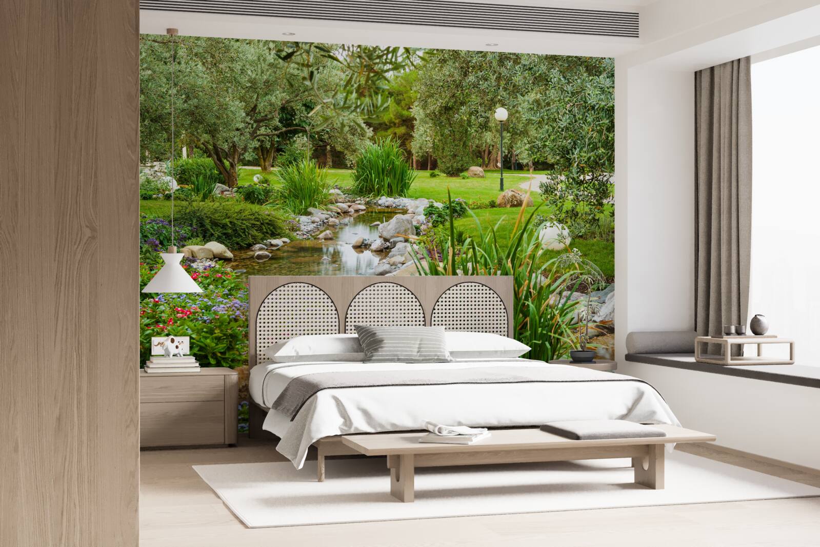 Фотошпалери струмок, що тече зеленим лугом