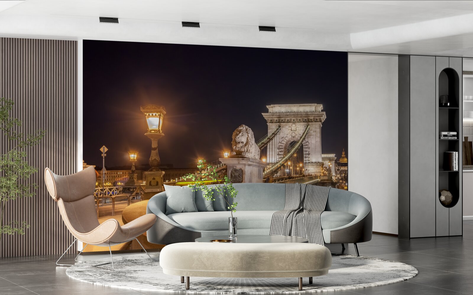 Фотошпалери безлюдна набережна та зруйнований міст