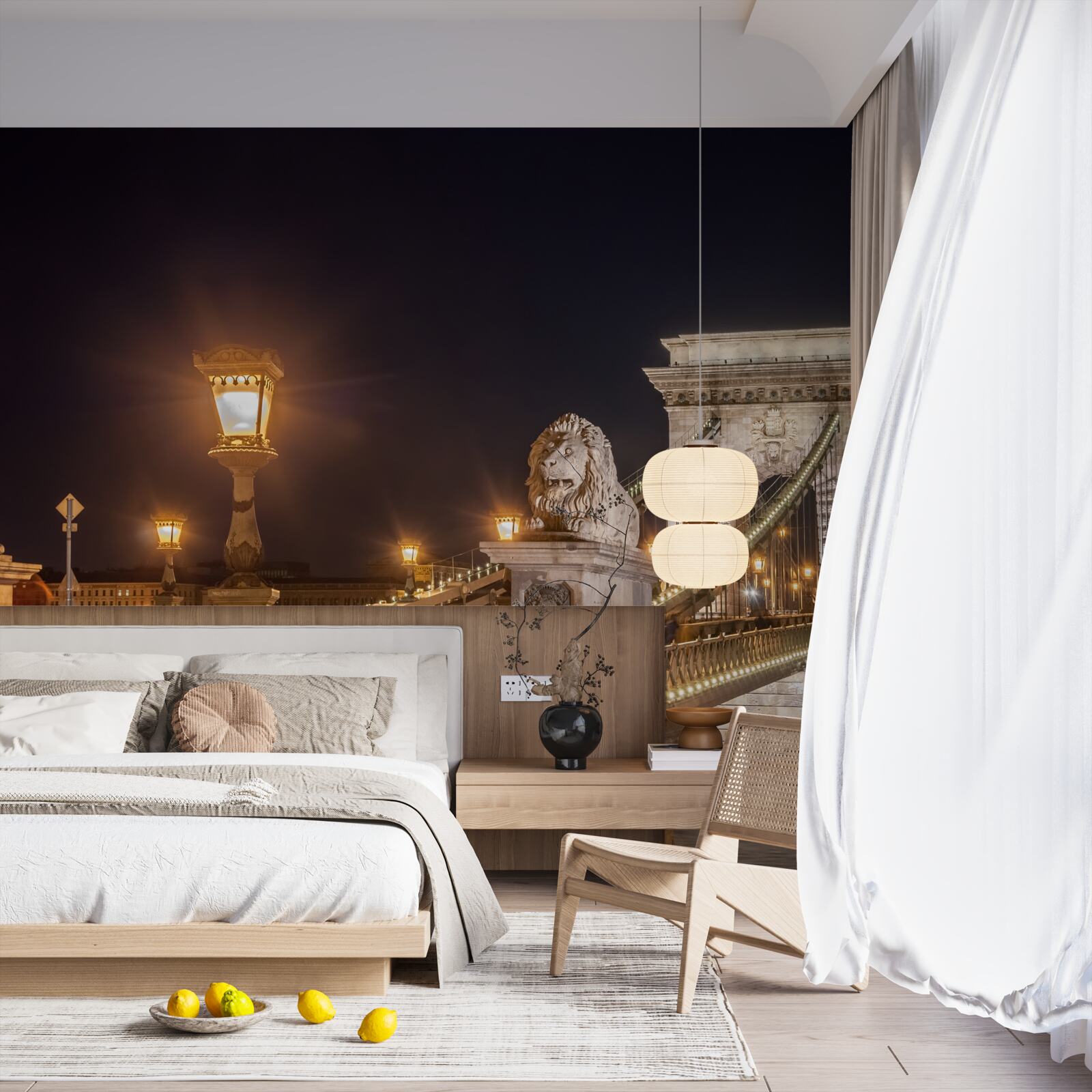 Фотошпалери безлюдна набережна та зруйнований міст