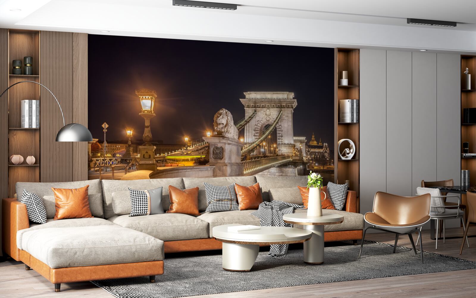 Фотошпалери безлюдна набережна та зруйнований міст