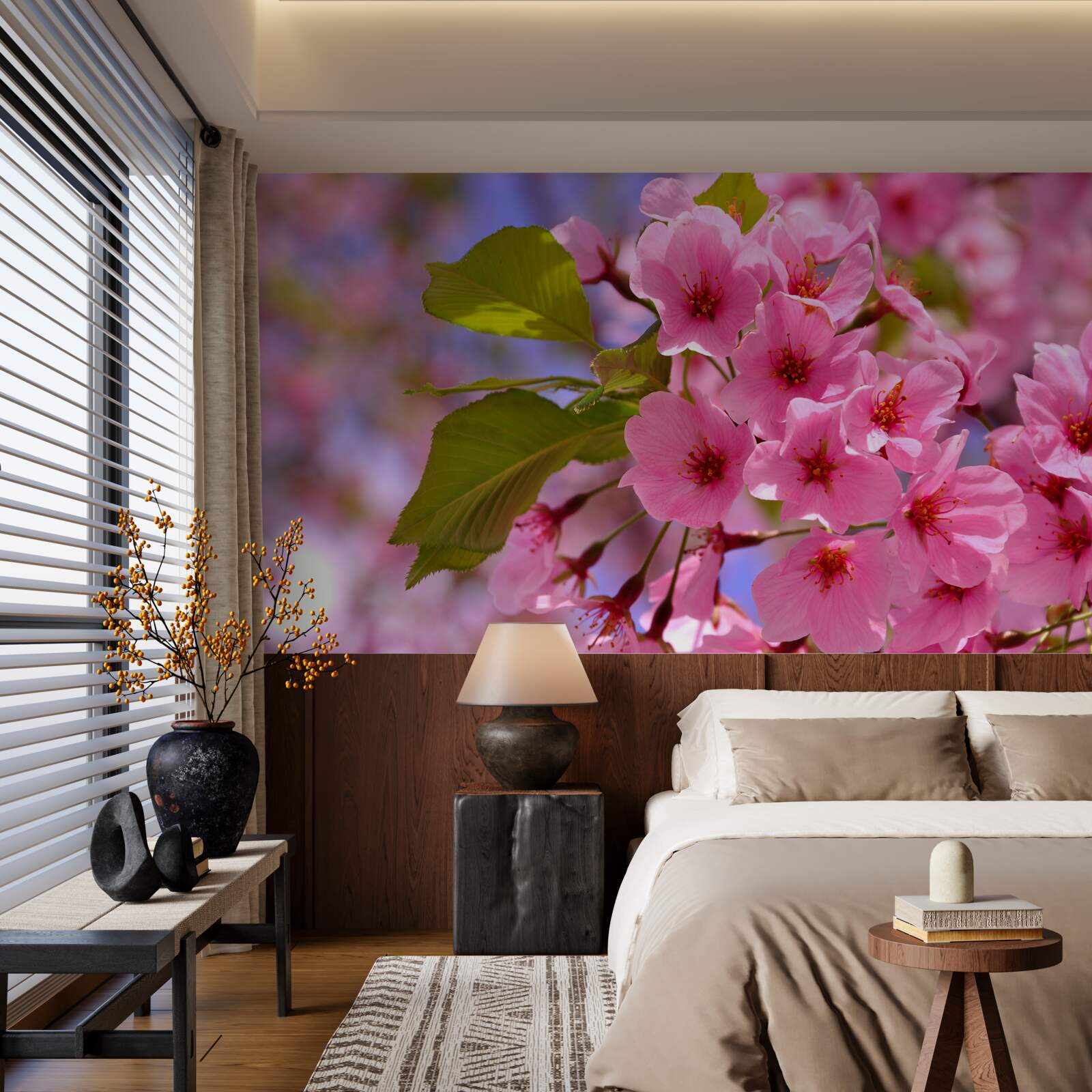 Фотошпалери навесні розпускаються великі бутони сакури