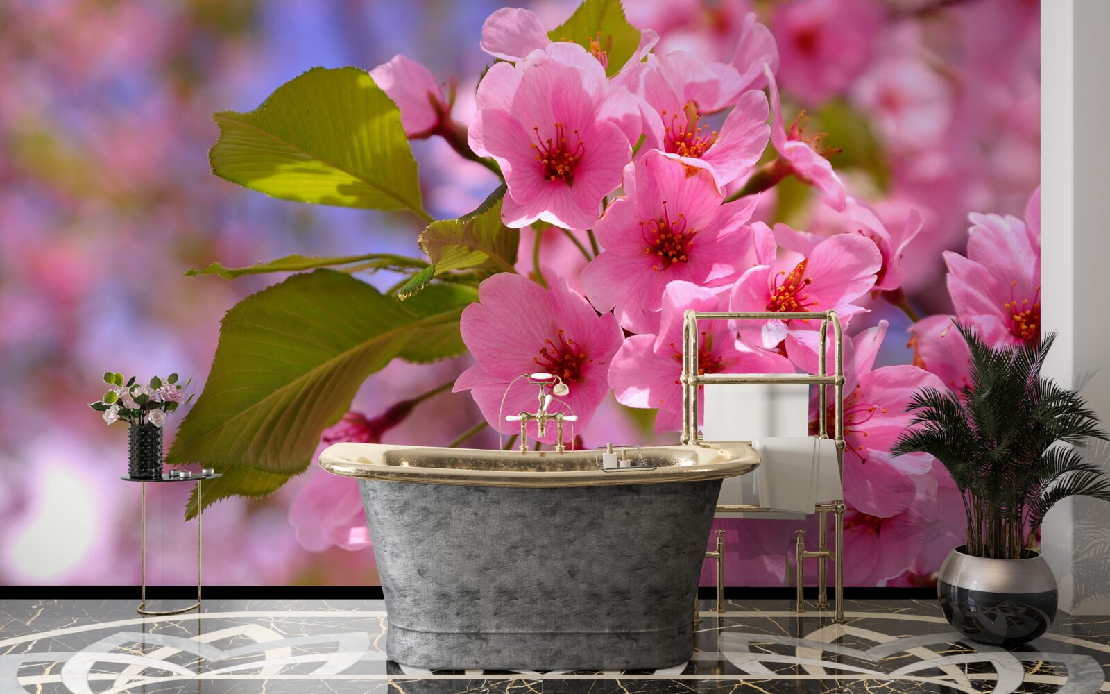 Фотошпалери навесні розпускаються великі бутони сакури