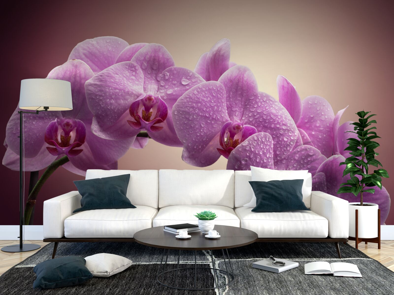 Фотошпалери квітуча гілка бузкової орхідеї