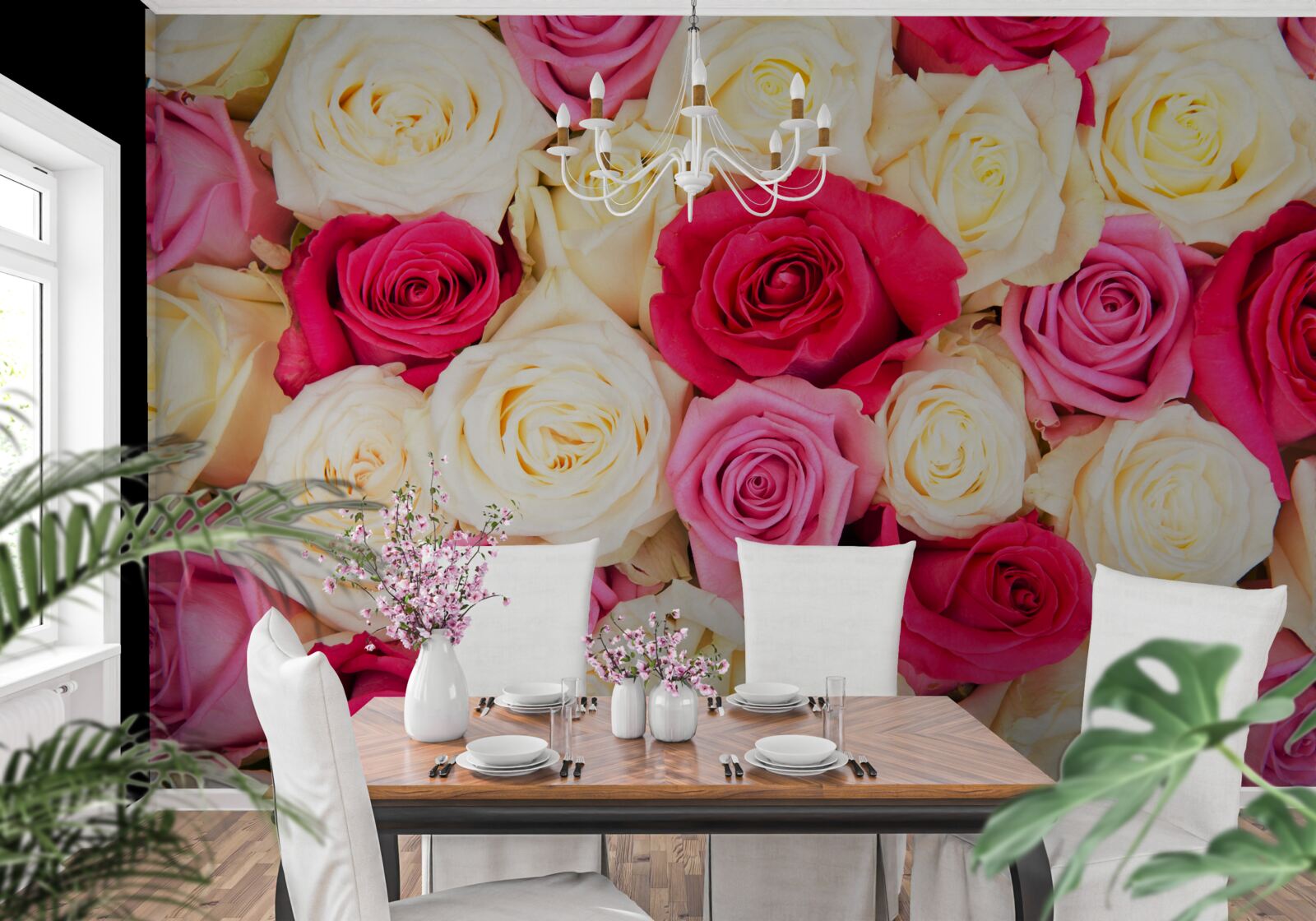 Фотошпалери букет ніжних троянд різних відтінків