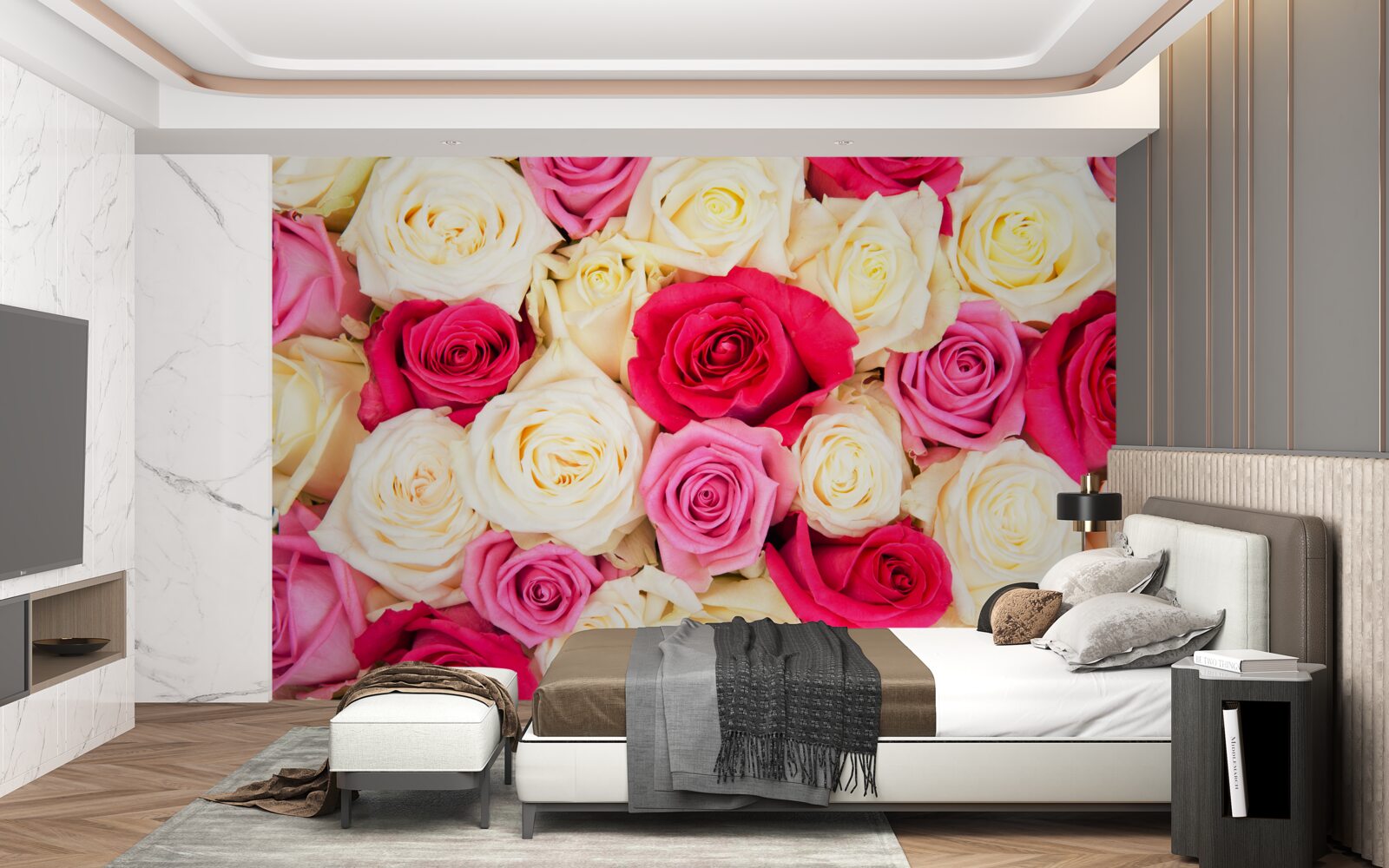 Фотошпалери букет ніжних троянд різних відтінків