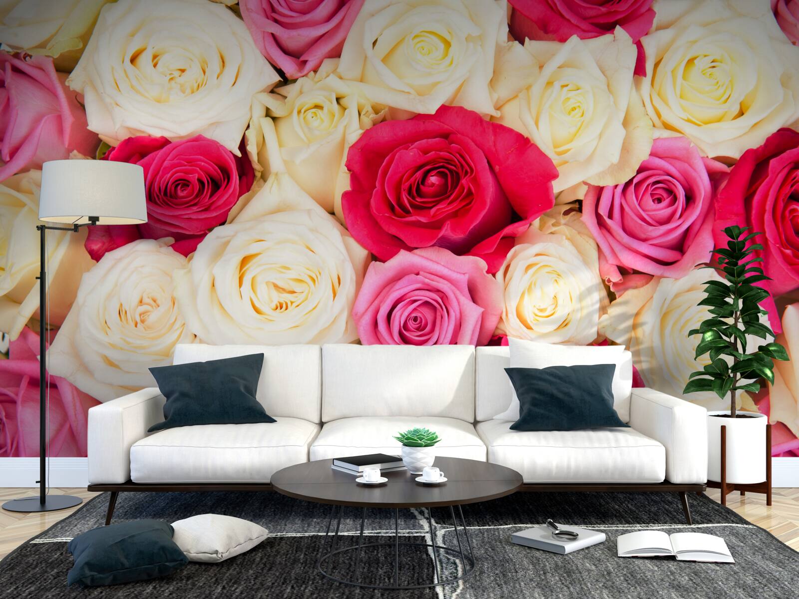 Фотошпалери букет ніжних троянд різних відтінків