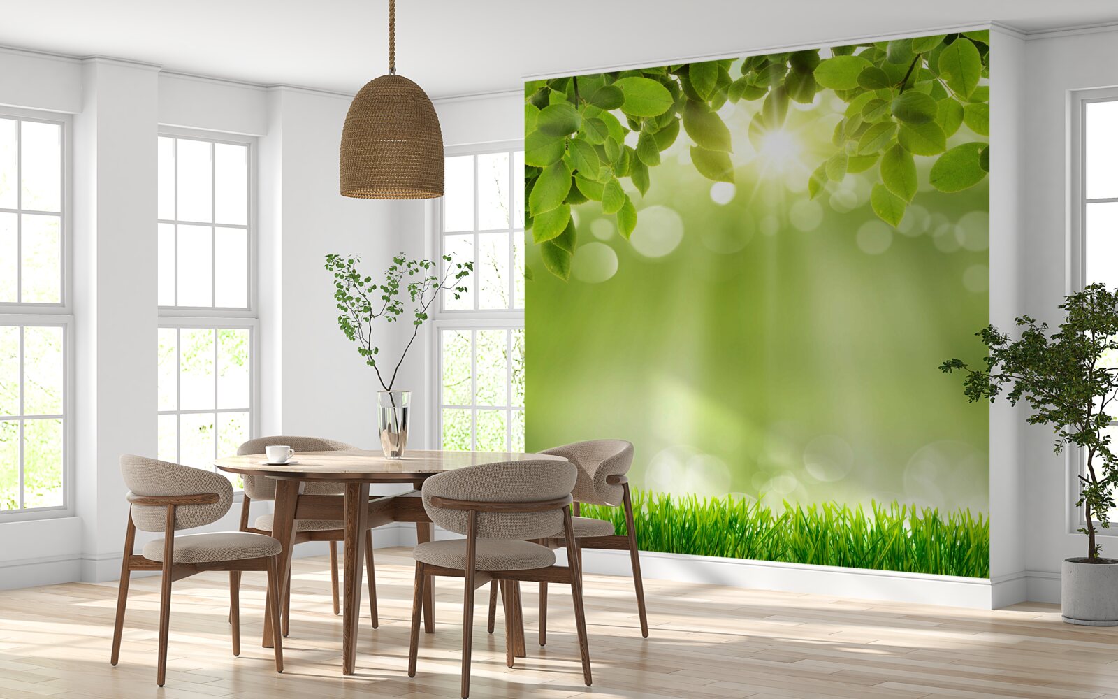 Фотошпалери сонячні промені освітлюють луг під дощем