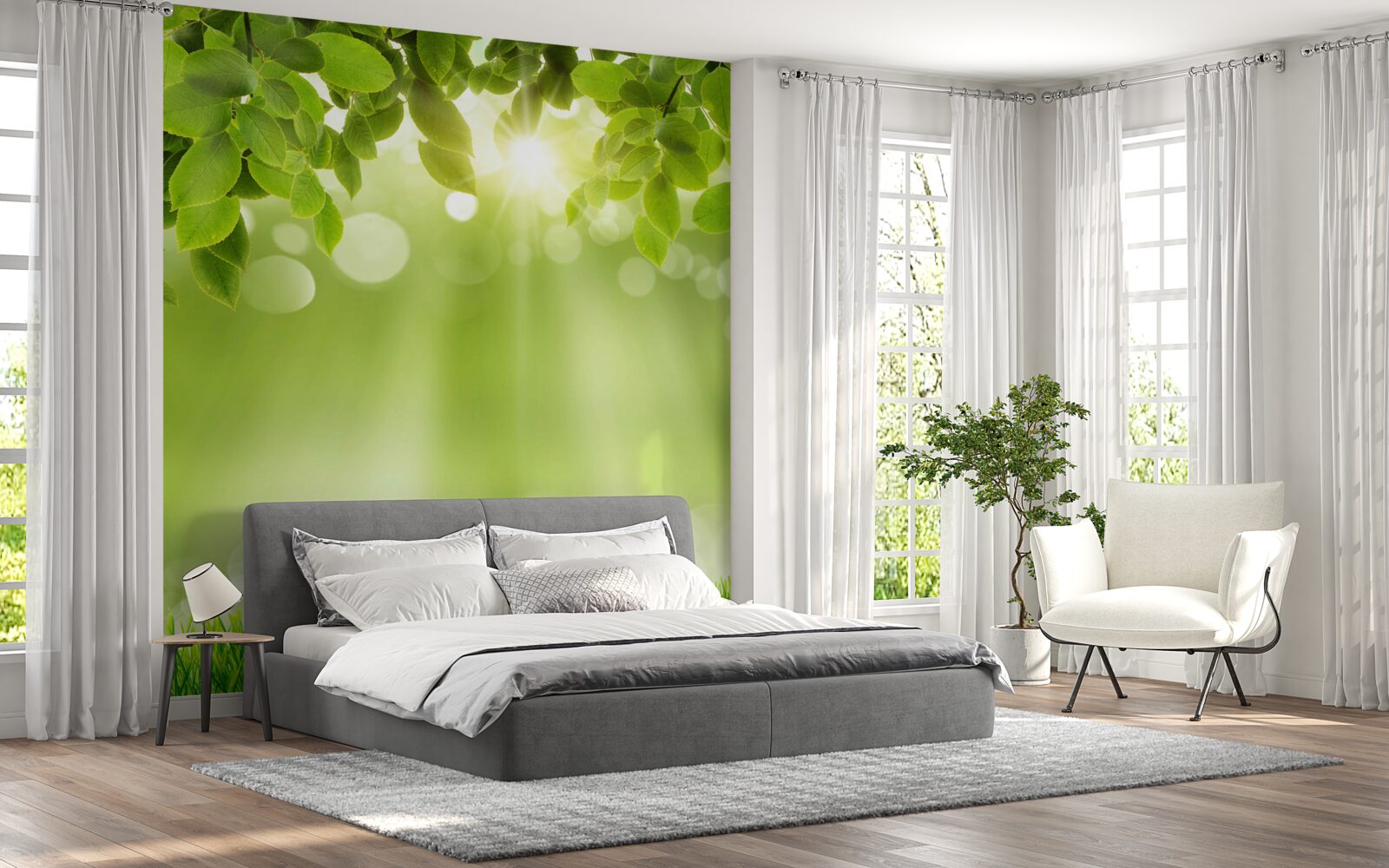 Фотошпалери сонячні промені освітлюють луг під дощем