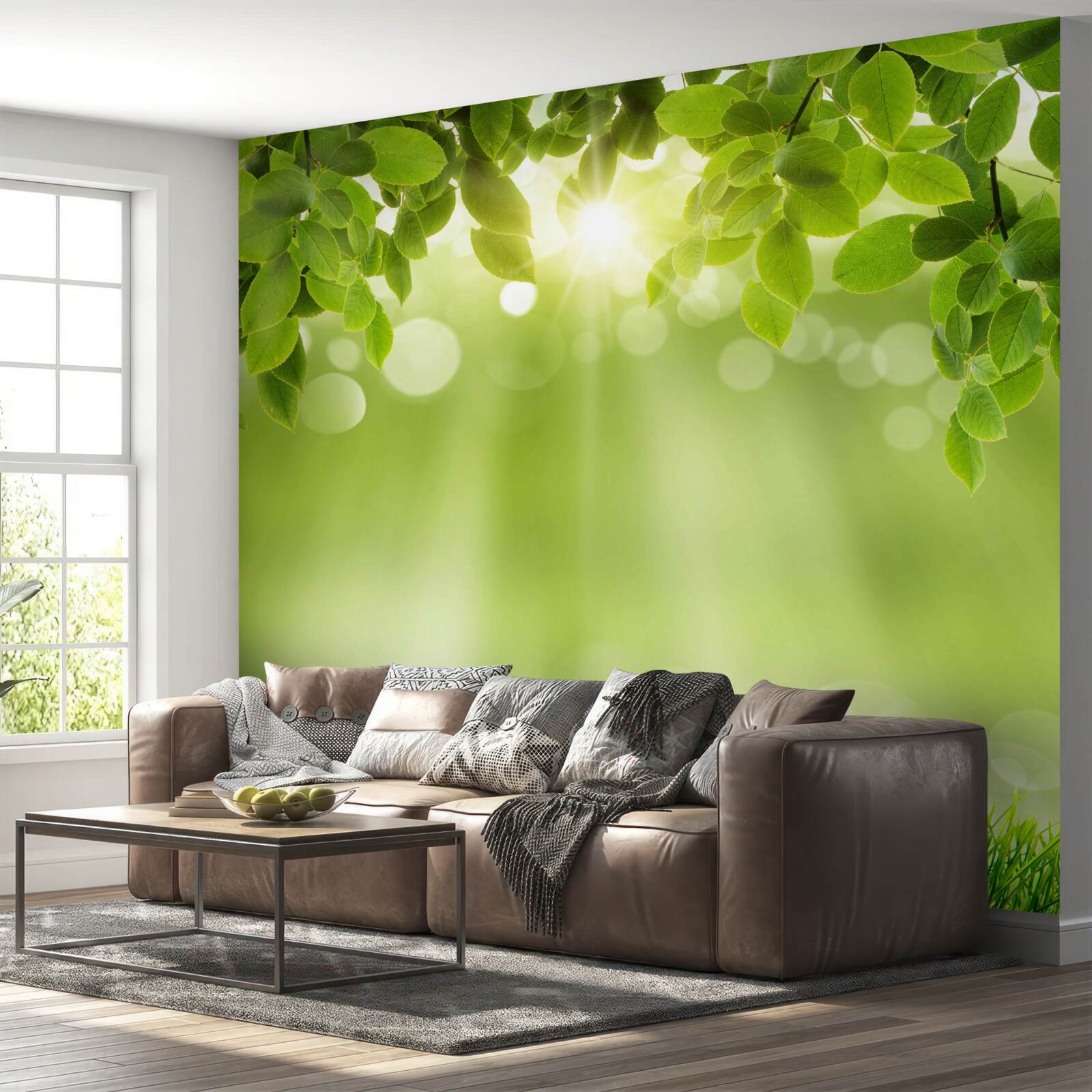 Фотошпалери сонячні промені освітлюють луг під дощем