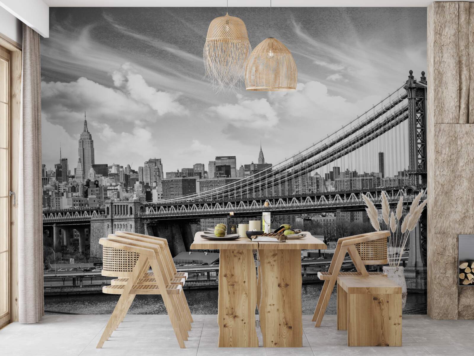 Фотошпалери зруйнований муніципальний міст через річку