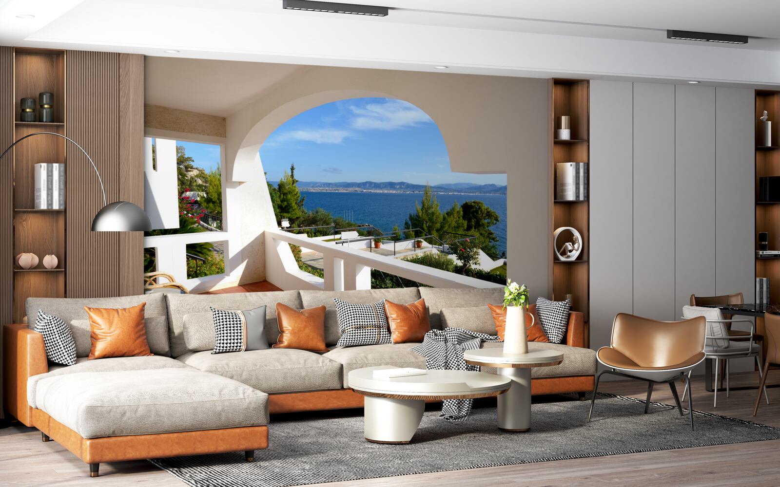 Фотошпалери зручна тераса з видом на океан