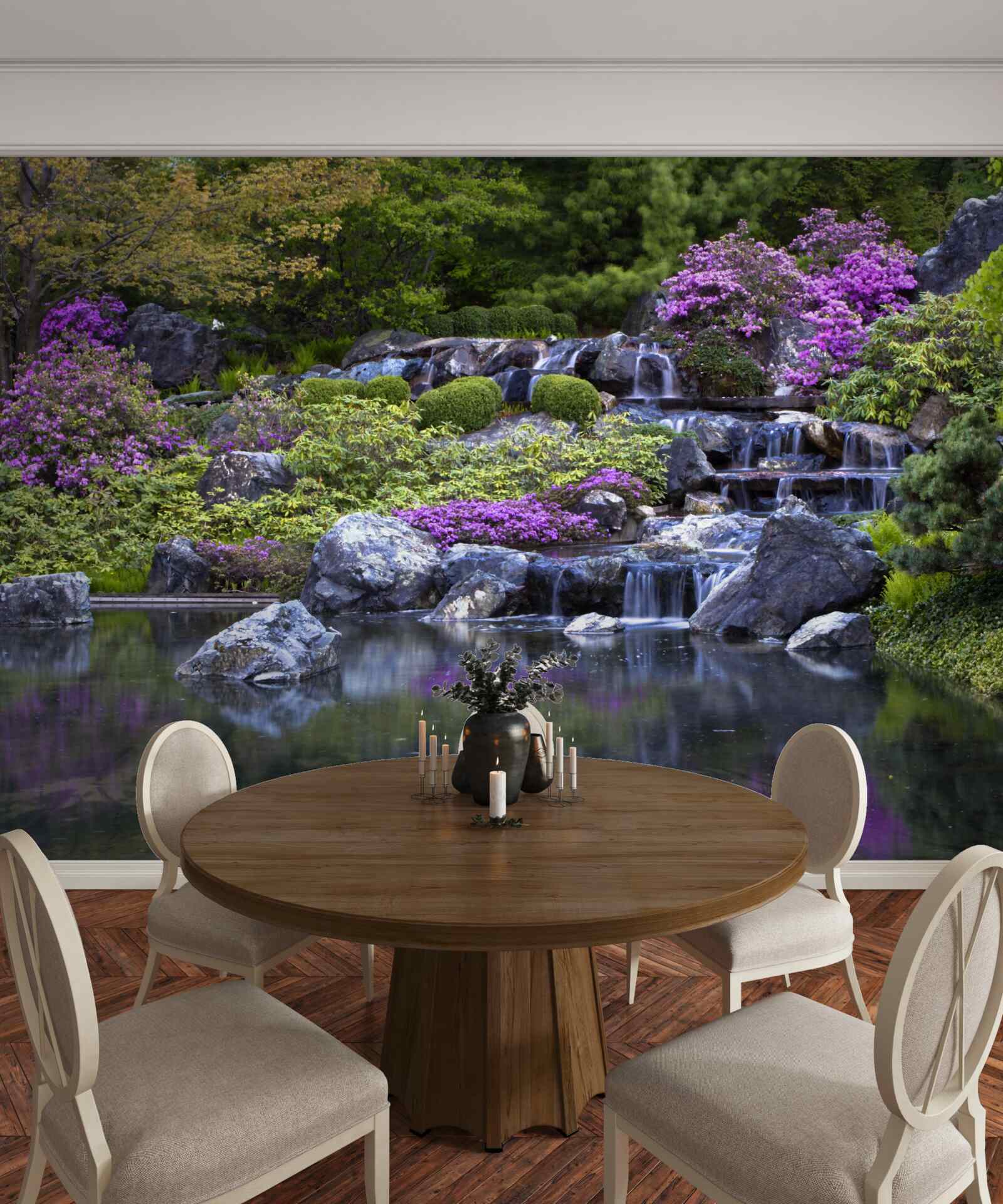 Фотошпалери спокійний потік ступінчастого водоспаду