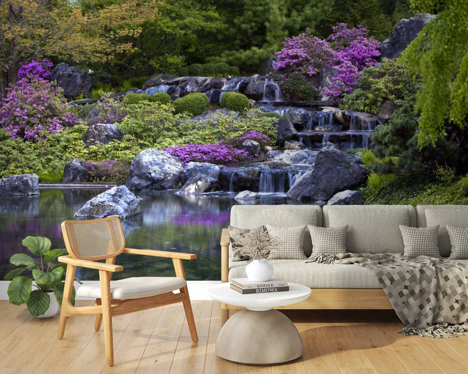 Фотошпалери спокійний потік ступінчастого водоспаду