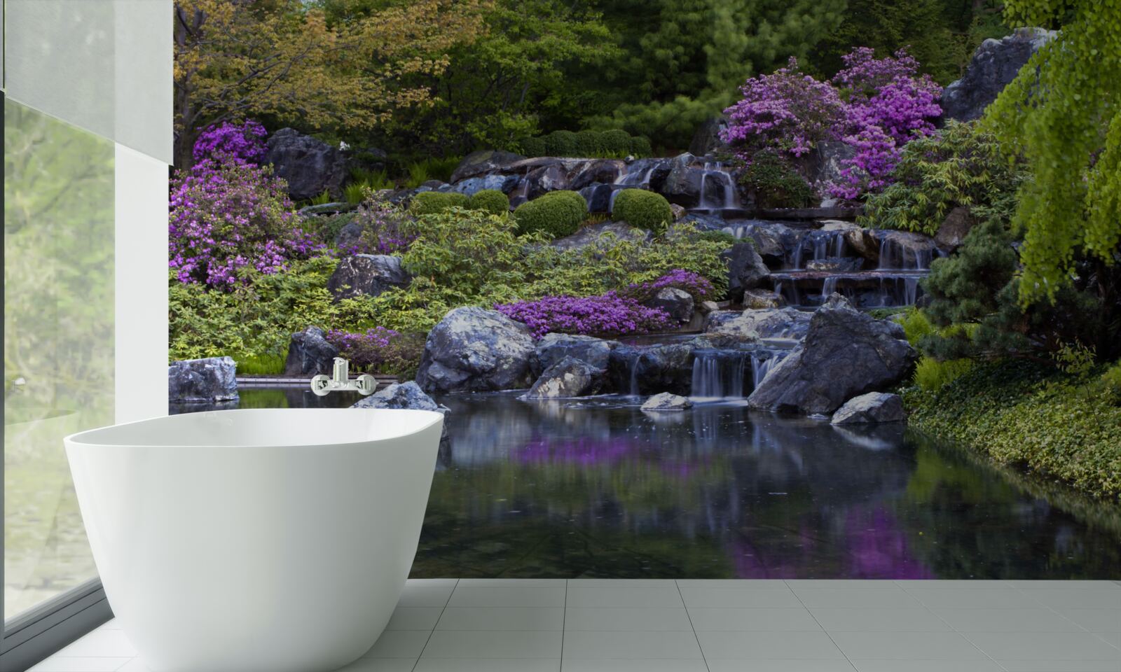 Фотошпалери спокійний потік ступінчастого водоспаду