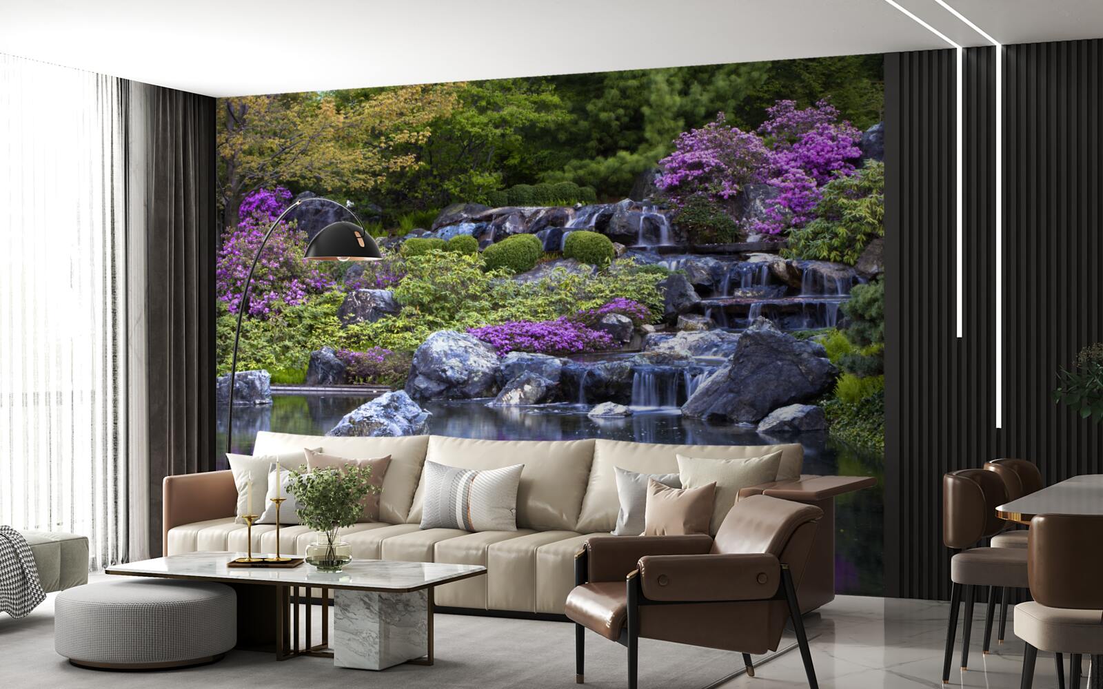 Фотошпалери спокійний потік ступінчастого водоспаду