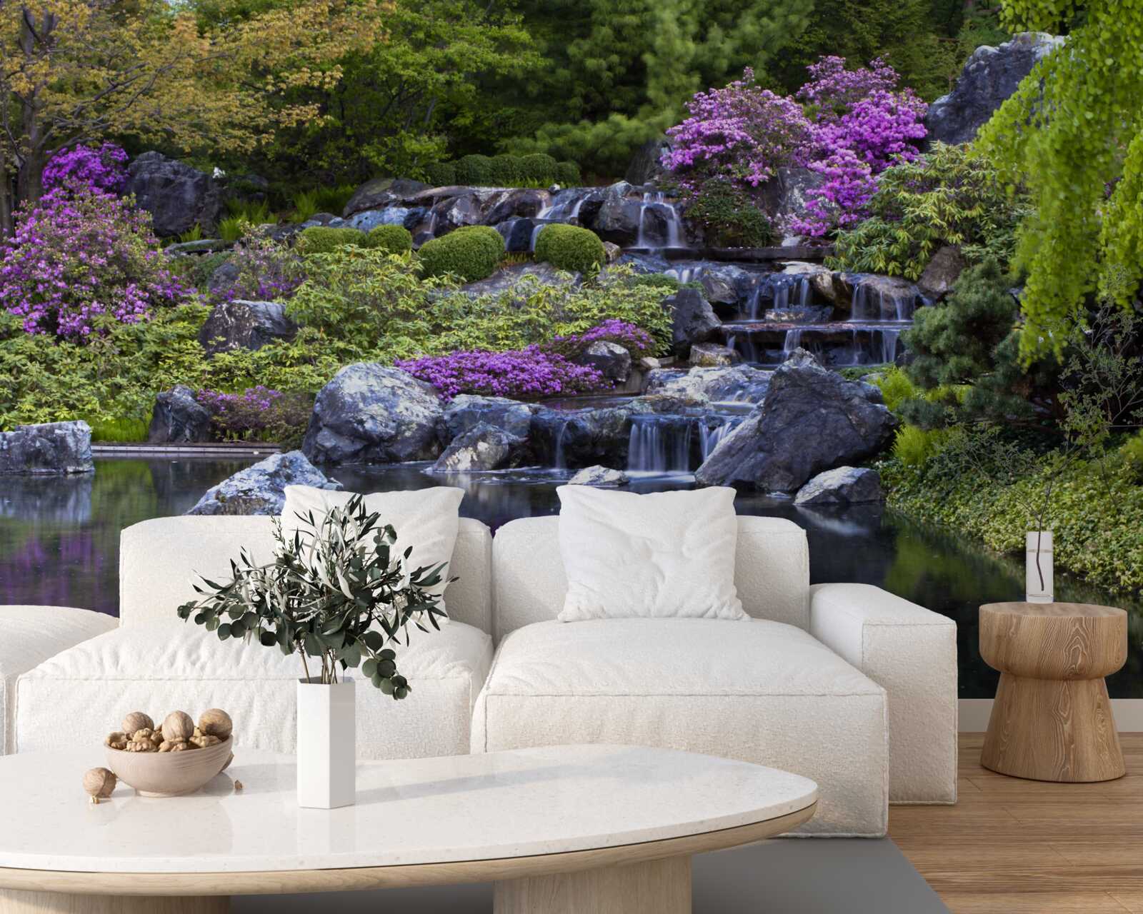 Фотошпалери спокійний потік ступінчастого водоспаду