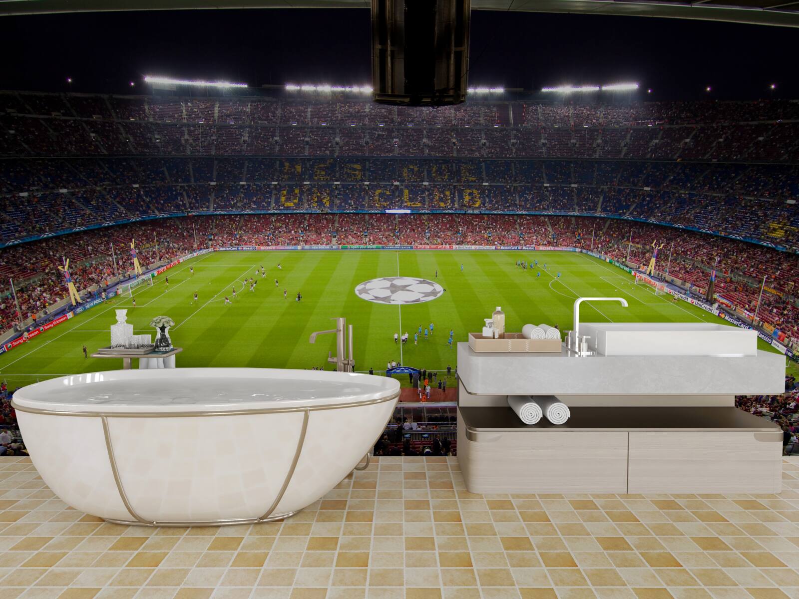 Фотошпалери футбольне поле з глядачами