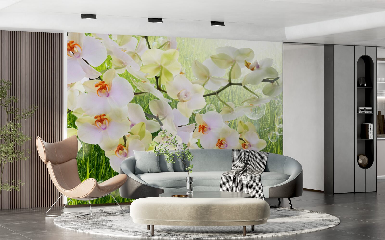 Фотошпалери гілки білої вишні та кульбаби