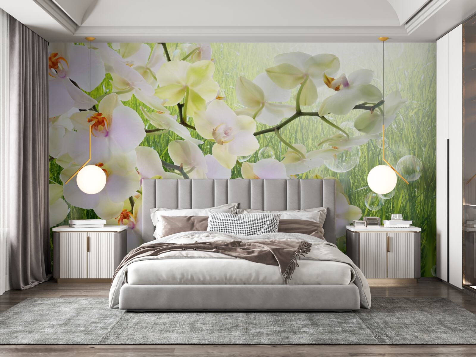 Фотошпалери гілки білої вишні та кульбаби