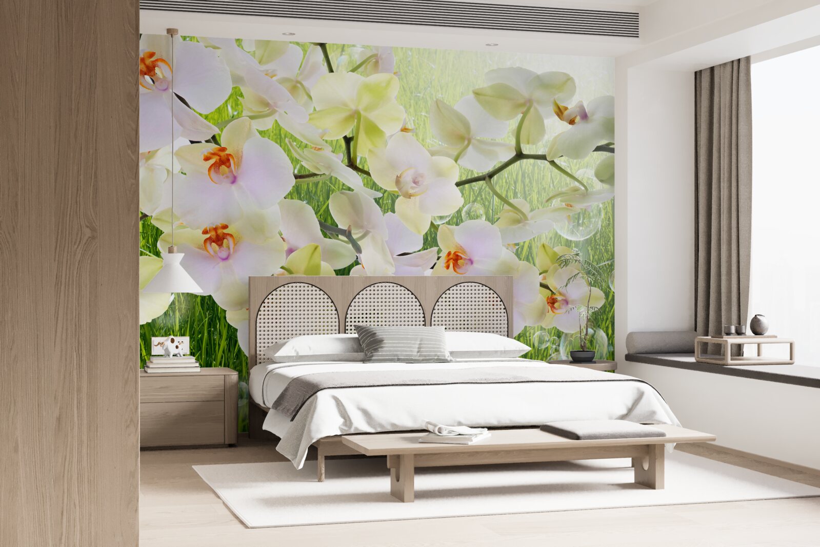 Фотошпалери гілки білої вишні та кульбаби