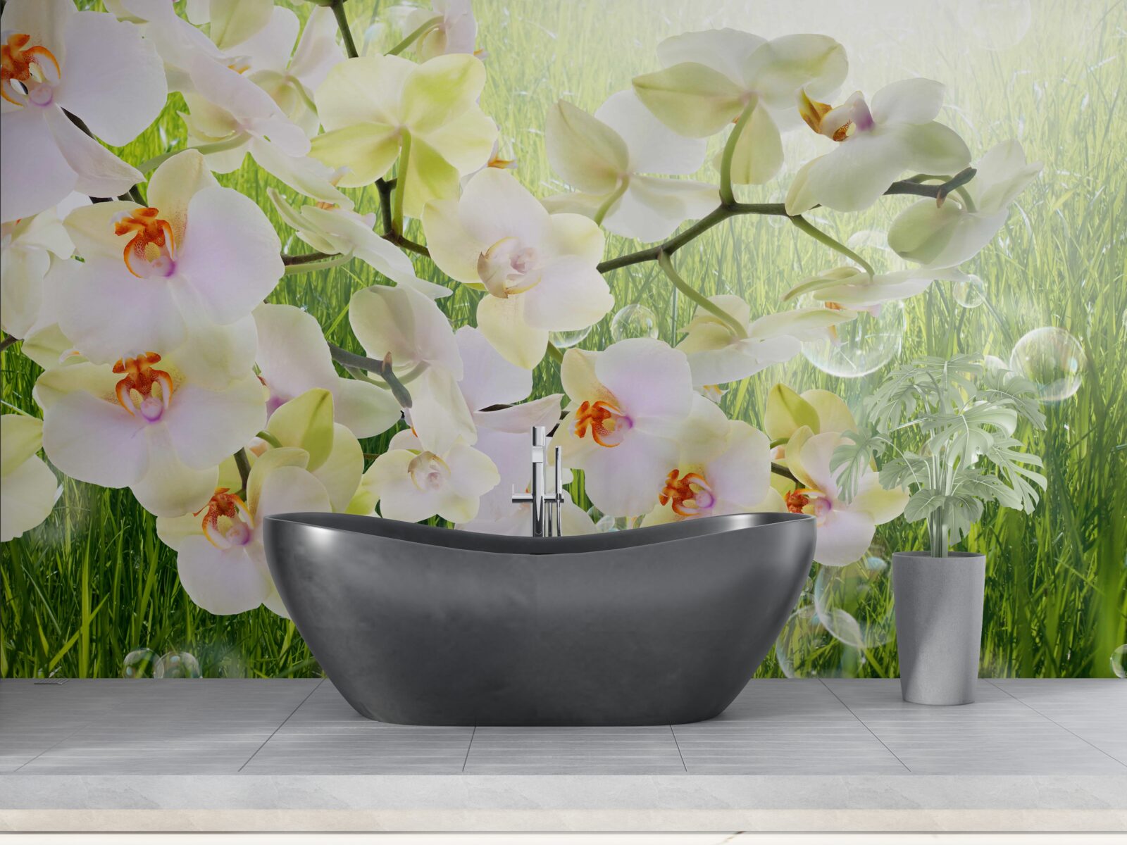 Фотошпалери гілки білої вишні та кульбаби