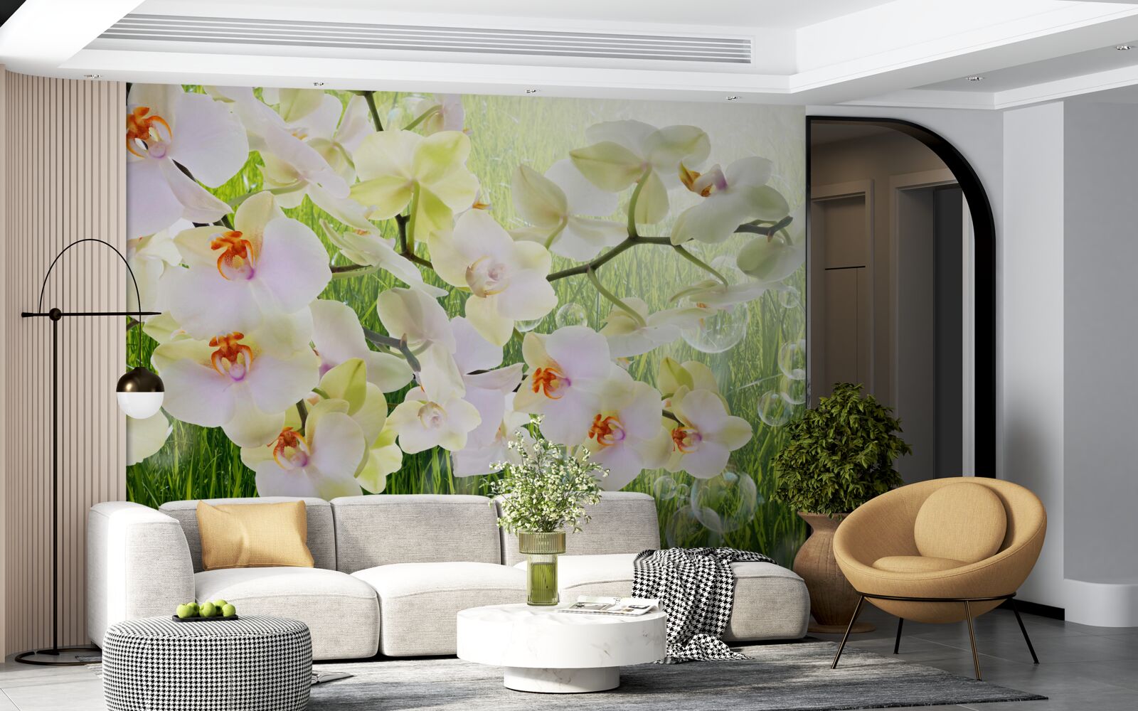 Фотошпалери гілки білої вишні та кульбаби