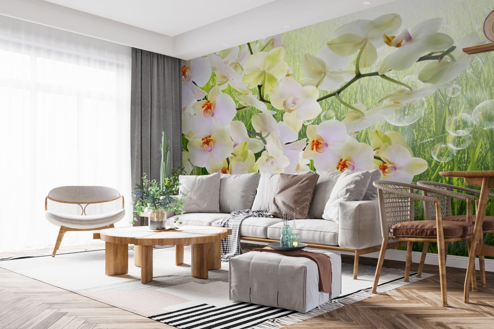 Фотошпалери гілки білої вишні та кульбаби