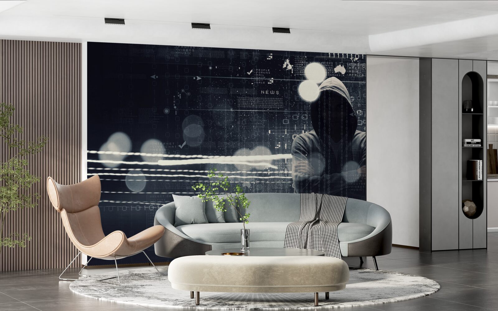 Фотошпалери фігура в капюшоні на розмитому тлі