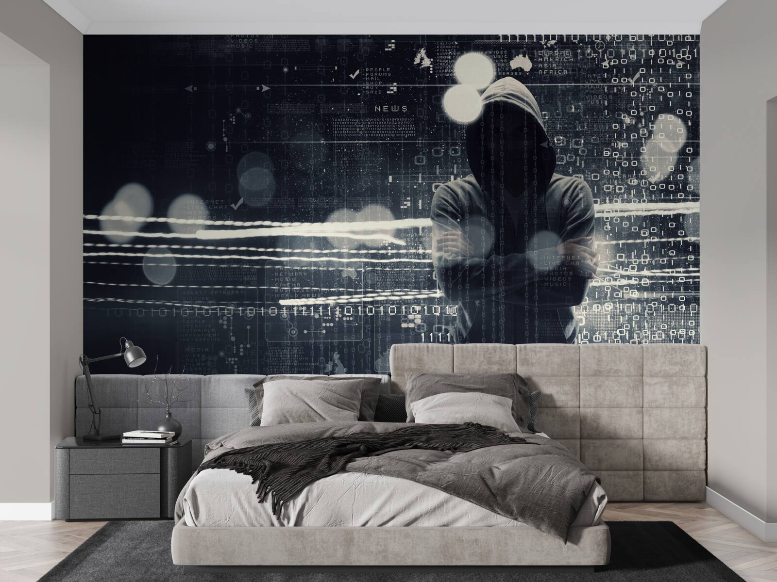 Фотошпалери фігура в капюшоні на розмитому тлі