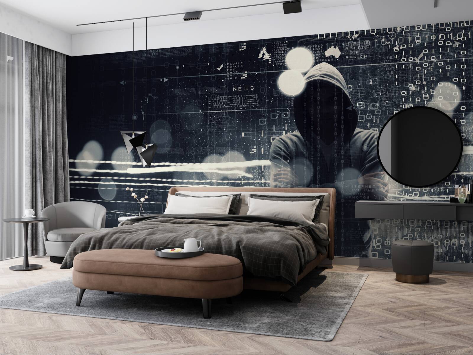 Фотошпалери фігура в капюшоні на розмитому тлі