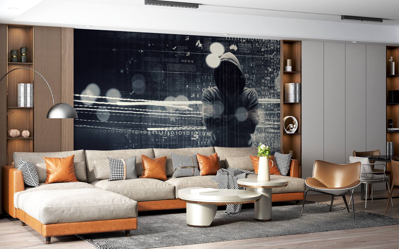 Фотошпалери фігура в капюшоні на розмитому тлі