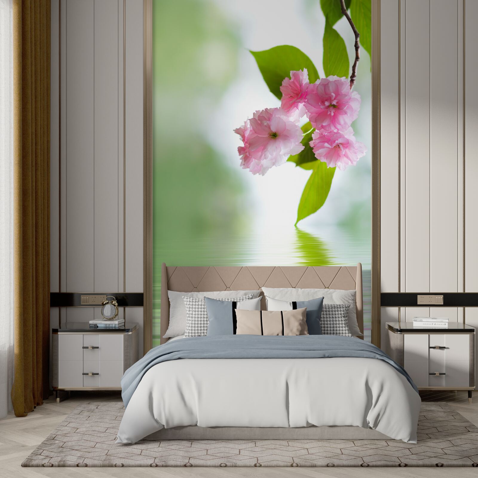 Фотошпалери сакура цвіте на гілках біля води