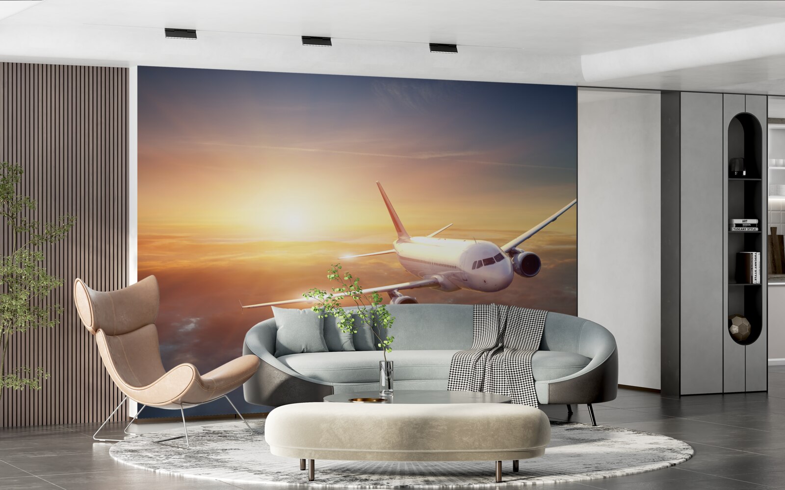 Фотошпалери літак зникає у заході сонця