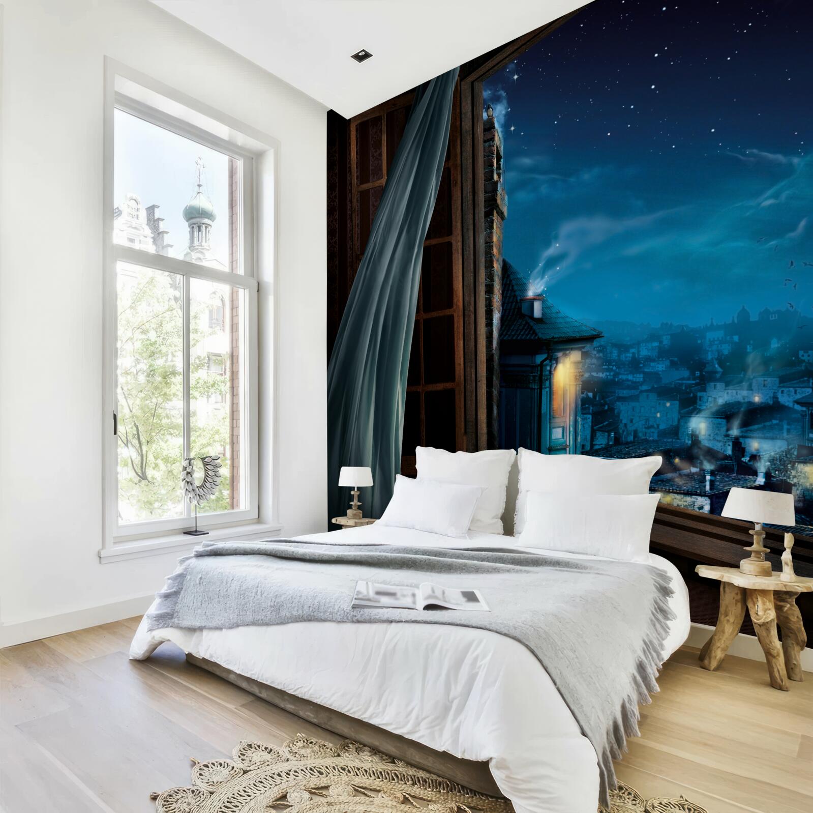 Фотошпалери вид на нічне небо з вікна