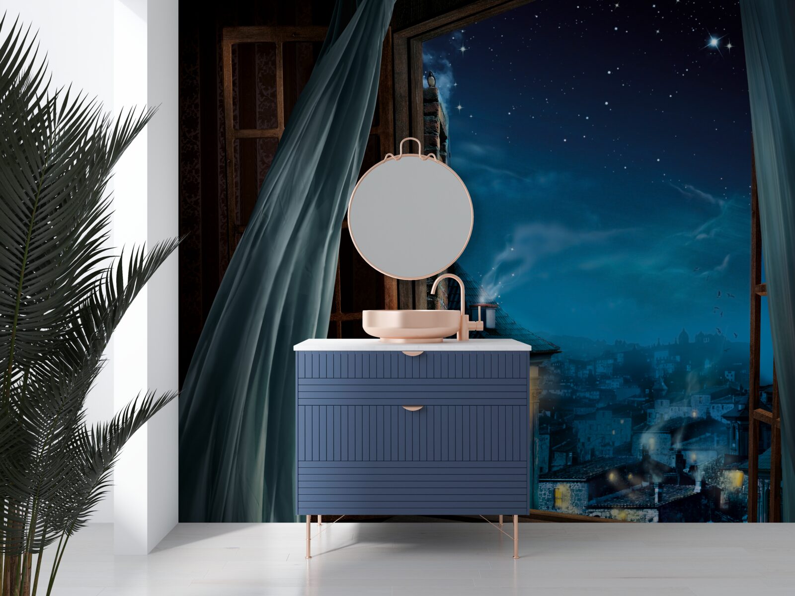 Фотошпалери вид на нічне небо з вікна