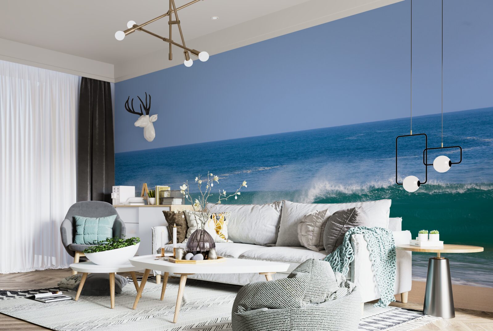 Фотошпалери великі океанські хвилі біля узбережжя