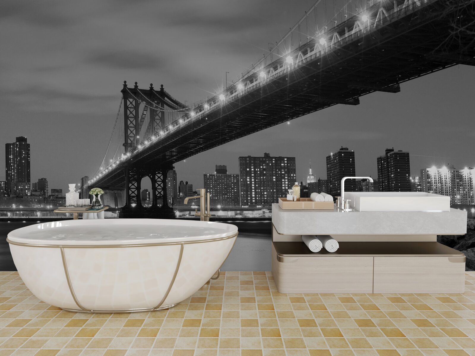 Фотошпалери ілюмінація манхеттенського мосту