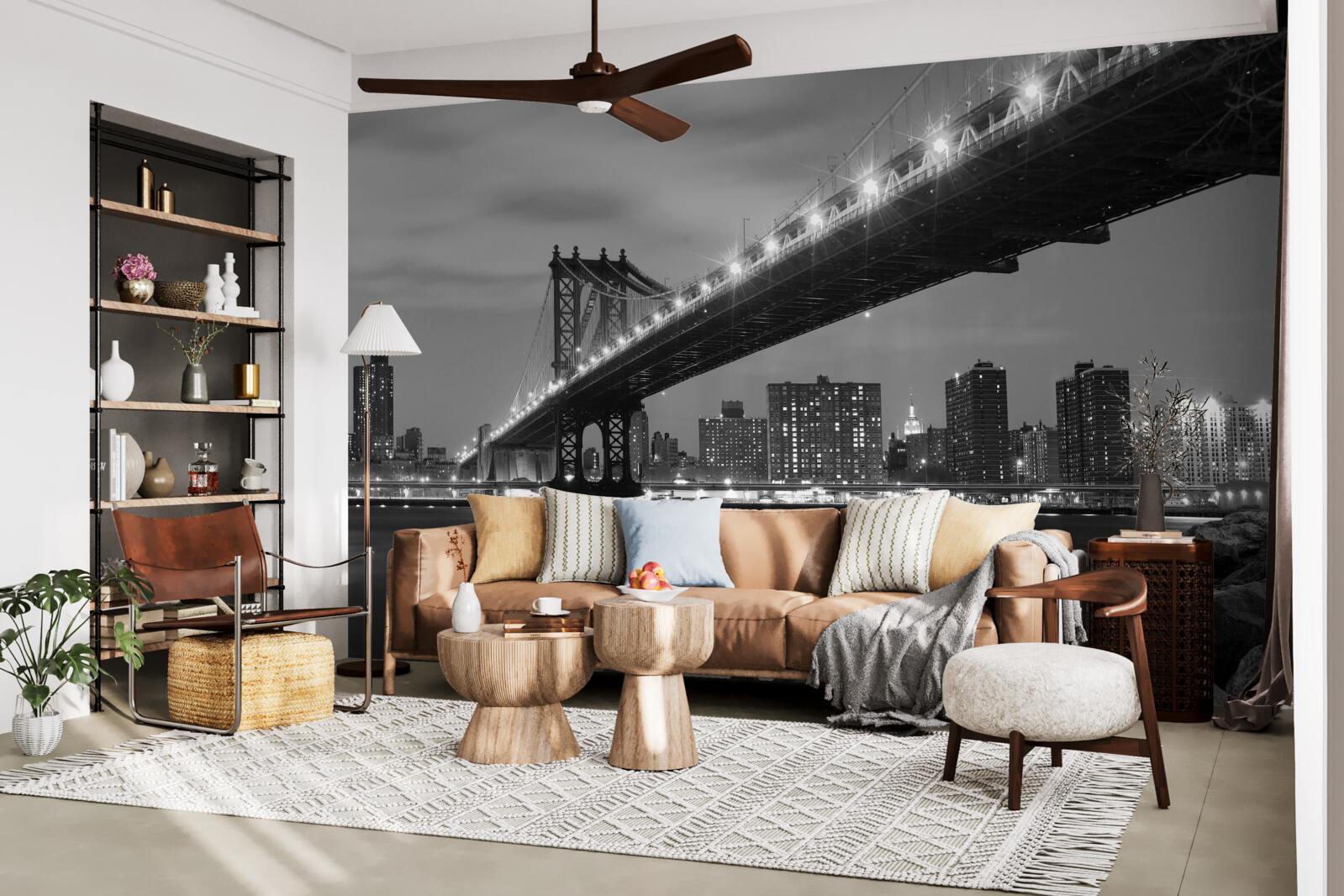 Фотошпалери ілюмінація манхеттенського мосту