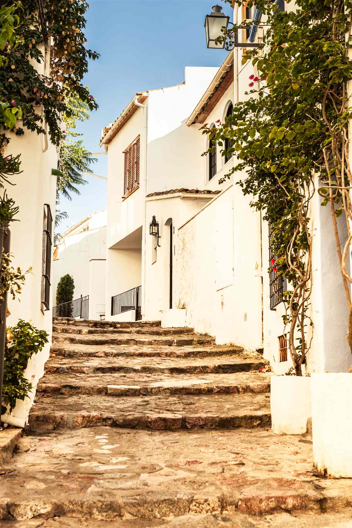 Фотошпалери озеленення старовинної вулиці в Греції