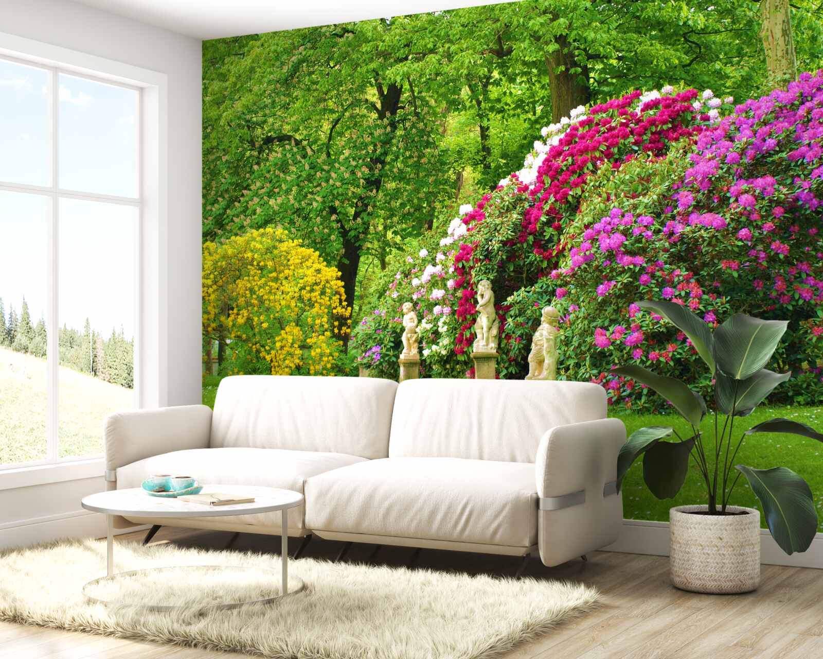 Фотошпалери чагарники різних кольорів серед зелені